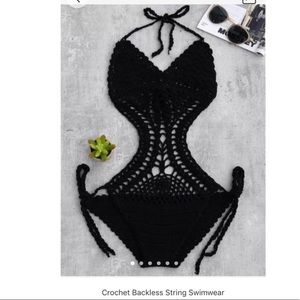 Black crochet monokini